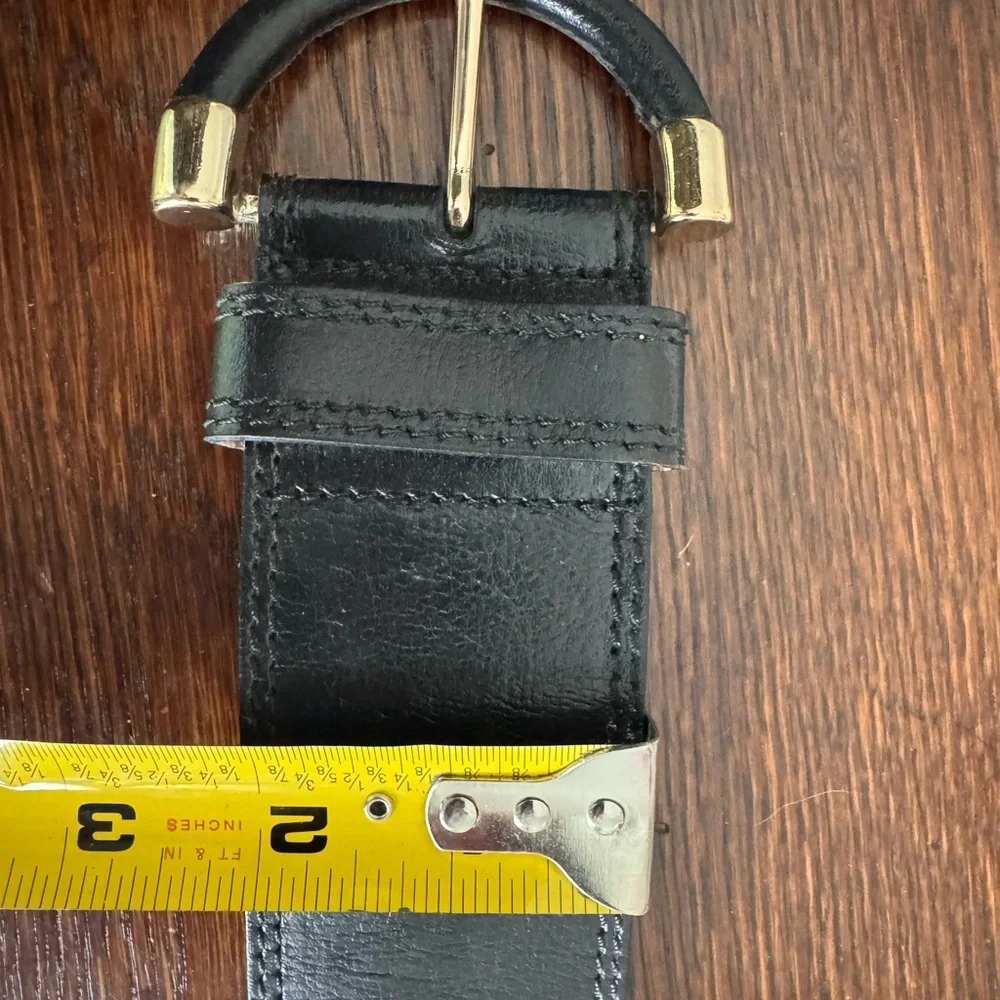 Banana Republic genuine leather wide black belt with gold hardware